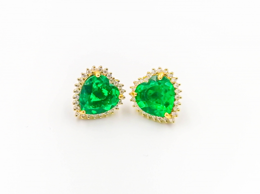 Green Heart Earrings